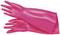 Zwei übereinanderliegende, lange, rosafarbene Gummihandschuhe, die üblicherweise zum Reinigen oder Geschirrspülen verwendet werden.