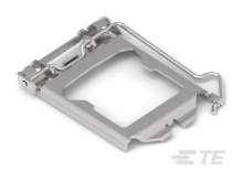 Ein leeres CPU-Sockelträger aus Metall, dargestellt gegen einen neutralen Hintergrund. Es ist für die Montage von Prozessoren auf einer Hauptplatine konzipiert.