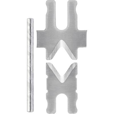 Metallteile: ein langer Stab und zwei klingenartige Formen, parallel angeordnet. Geeignet für mechanische oder technische Anwendungen.