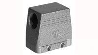 Metallblock mit rechteckiger Form, einer runden Öffnung auf der linken Seite und geriffelter Oberfläche, möglicherweise ein Maschinenteil.