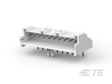 Steckverbinder mit acht Pins, seitliche Aufnahme, weißes Gehäuse. Geeignet für elektronische Verbindungen in Geräten.