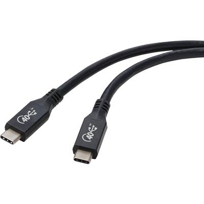 Zwei schwarze USB-C-Kabel mit identischen Steckern an beiden Enden, die zum Verbinden von Geräten für Datenübertragung oder Aufladen dienen.
