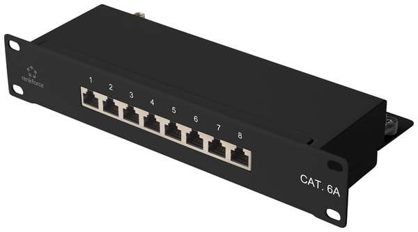 Renkforce RF-4870828 8 Port Netzwerk-Patchpanel 254 mm (10") CAT 6a 1 HE Bestückt