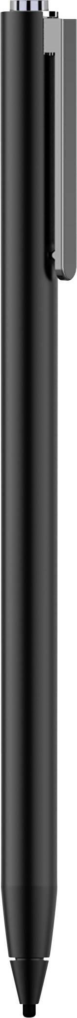 Schwarzer Kugelschreiber in Nahaufnahme, vertikal ausgerichtet.