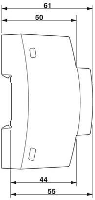 Abbildung eines technischen Diagramms mit Maßen. Breite: 61 mm, Höhe: 55 mm; mit weiteren Angaben von 50 mm und 44 mm.