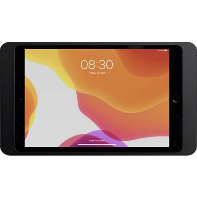 Tablet mit Display zeigt Sperrbildschirm mit Datum 'Freitag, 16. April' und Uhrzeit '08:30'. Hintergrund in sanften Gelbtönen.