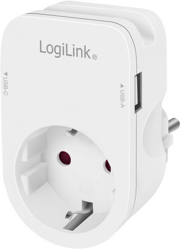 LogiLink PA0259  Anschlussdose  mit USB-Ladeausgang, erhöhter Berührungsschutz, Überspannungsschutz IP20 Mehrfarbig