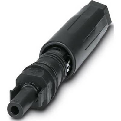 Schwarzer Stecker, speziell geformt, für elektrische Verbindungen. Geeignet für industrielle Anwendungen.