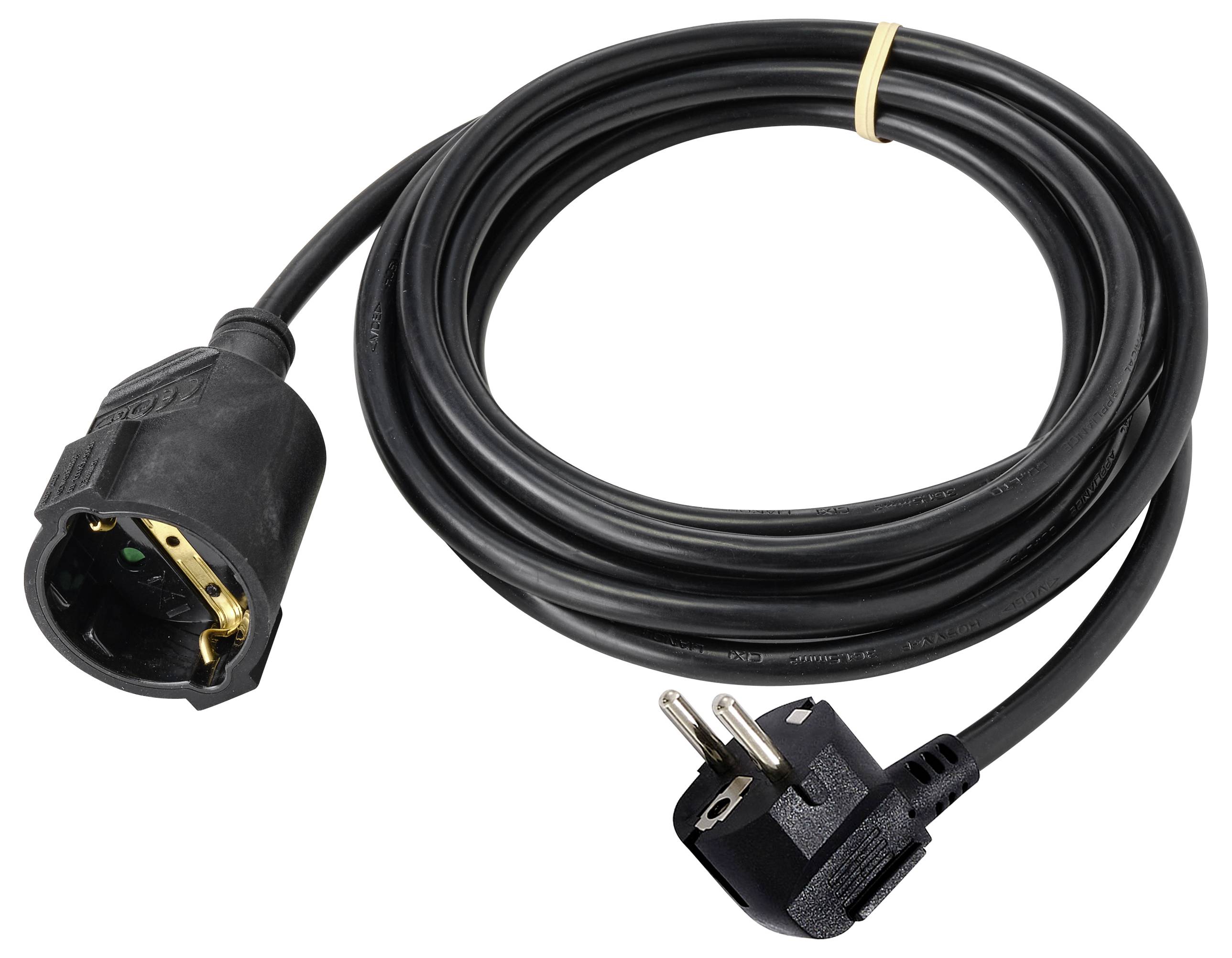 Sygonix SY-4872636 Strom Verlängerungskabel 16 A Schwarz 5.00 m H05VV-F 3G 1,5 mm²