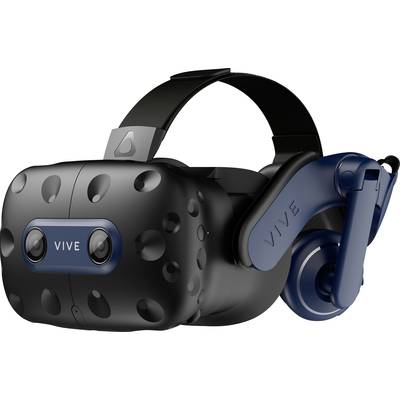 HTC Vive Pro 2 Virtual Reality Brille Schwarz (matt), Schwarz/Blau  inkl. Controller, mit integriertem Soundsystem