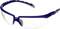 Schutzbrille mit blauem Rahmen und klaren Gläsern, geeignet für Sicherheitsanwendungen, um die Augen vor Partikeln zu schützen.