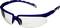 Schutzbrille mit blauem Gestell und klaren Gläsern, geeignet für den Einsatz in Arbeitsumgebungen zur Augensicherheit.