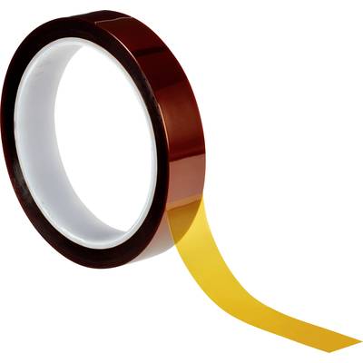 Braunes Klebeband in einer Rolle, gerade entrollt, mit gelbem Streifen sichtbar, geeignet für Verpackungszwecke oder Abdichtungen.