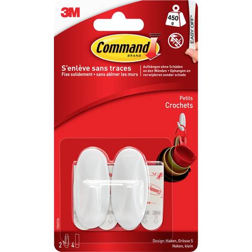3M Command™ Small Designer-Haken (L x B x H) 54 x 25 x 22 mm Weiß Inhalt: 2 St.
