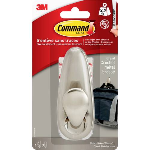 3M Command™ Forever Classic Metallhaken L (L x B x H) 105 x 41 x 41 mm Nickel (gebürstet) Inhalt: 1 St.