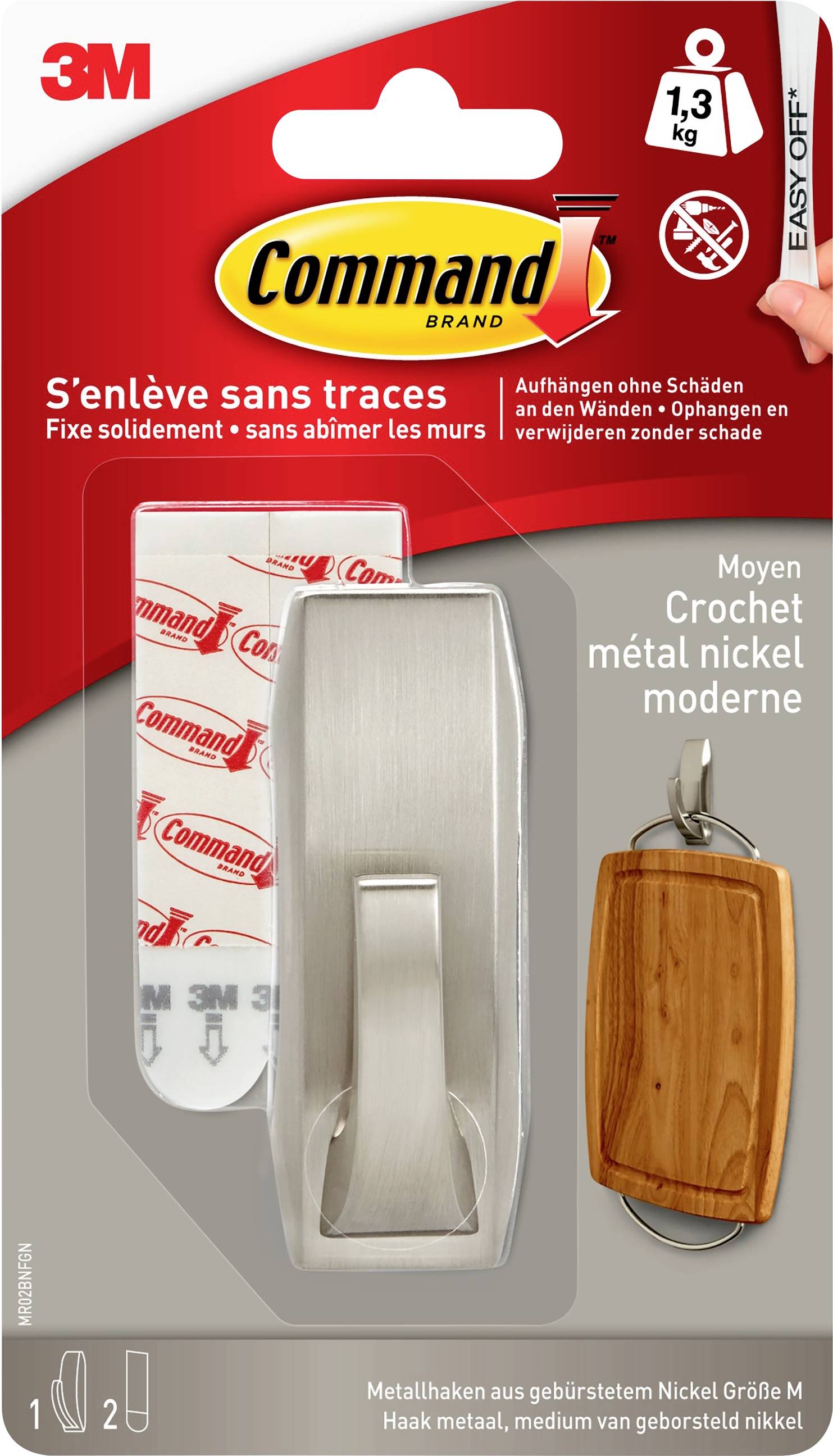 3M Command™ Medium Metallhaken Modern Reflection (L x B x H) 79 x 29 x 29 mm Nickel (gebürstet) Inhalt: 1 St.