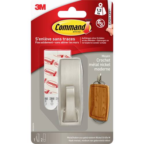 3M Command™ Medium Metallhaken Modern Reflection (L x B x H) 79 x 29 x 29 mm Nickel (gebürstet) Inhalt: 1 St.