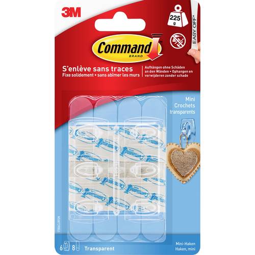 3M Command™ Mini-Haken (L x B x H) 29 x 22 x 11 mm Transparent Inhalt: 6 St.