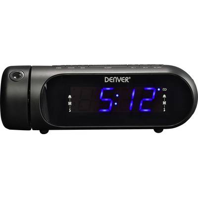 Schwarzer Digitalwecker mit blauer LED-Anzeige zeigt die Uhrzeit '5:12'.