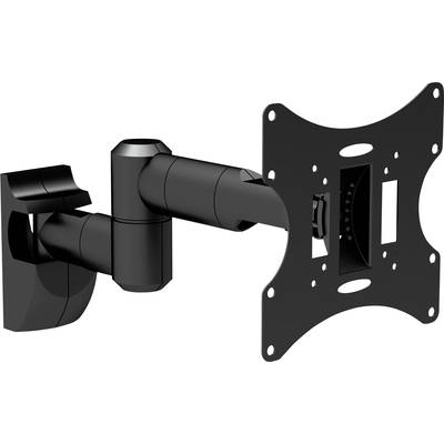 Eine schwarze, schwenkbare TV-Wandhalterung aus Metall mit einstellbaren Armen. Geeignet für Flachbildfernseher.