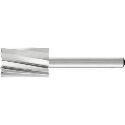 Ein silberner Kegelbohrer mit scharfen, spiralförmigen Kanten zum Bohren in Metall, auf weißem Hintergrund.