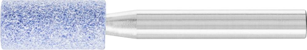 Zylinderförmiger, blauer Schleifkopf mit silbernem Metallstiel, verwendet für präzises Schleifen und Formen von Materialien.