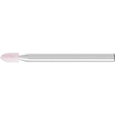 Ein silberner zylindrischer Stab mit einer rosa, leicht rauen Spitze, vermutlich ein Werkzeug oder Dentalinstrument.
