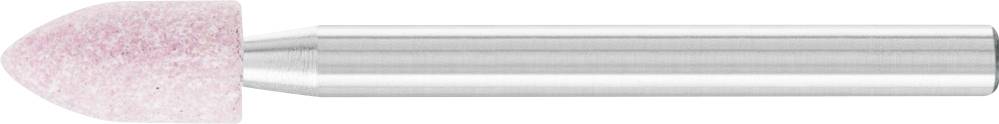 Ein rosafarbener Schleifaufsatz mit zylindrischem Metallschaft, geeignet für präzise Schleifarbeiten in Handwerk und Industrie.