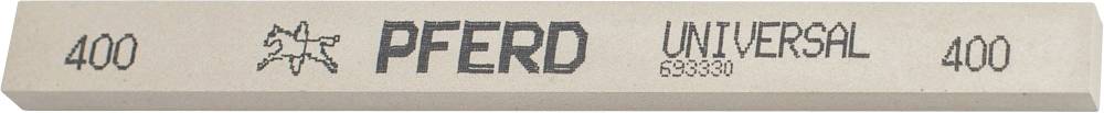 Ein rechteckiges Schleifmittel mit der Aufschrift '400', 'PFERD', 'UNIVERSAL' und 'SB3300'. Hauptsächlich für Schleifarbeiten verwendet.