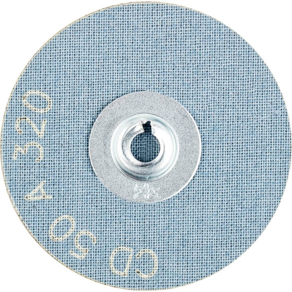 Eine runde Schleifscheibe mit blauer Körnung und der Aufschrift 'A 320 CD 50'. Sie hat ein zentrales Loch für die Montage.