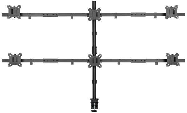 SpeaKa Professional SP-MM-1010 Monitor-Tischhalterung 6 Display(s) 43,2 cm (17") - 81,3 cm (32") Schwarz (RAL 7001) Neigbar, Schwenkbar