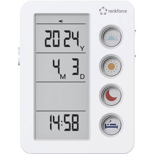 Renkforce RF-4883628 Wecker Weiß Medikamenten-Erinnerung