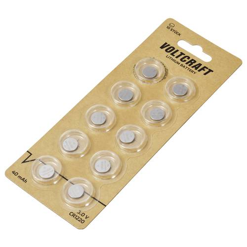 VOLTCRAFT Knopfzelle CR 1220 3 V 10 St. 40 mAh Lithium VC-12209090