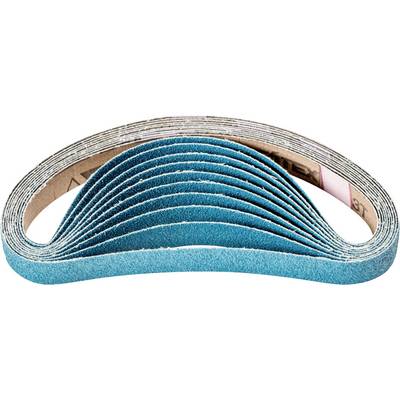 Ein Stapel von blauen Schleifbändern in geschwungener Form, die in einer Werkstatt oder für handwerkliche Arbeiten verwendet werden könnten.