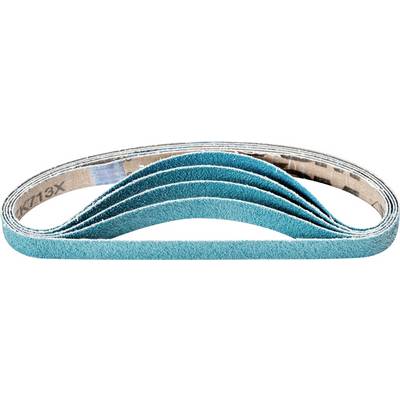 Ein zusammengefaltetes blaues Schleifband liegt auf einer Oberfläche. Material: Sandpapier, grobe Körnung, für Schleifarbeiten.