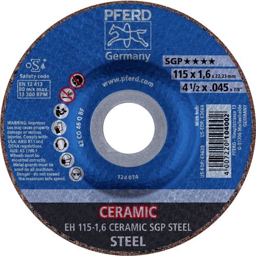 PFERD TOOLS EH 115-1,6 CERAMIC SGP STEEL 61300115 Trennscheibe gekröpft 115 mm 25 St. Stahl
