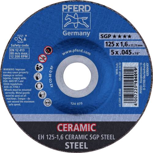 Thumbnail - PFERD TOOLS EH 125-1,6 CERAMIC SGP STEEL 61300125 Trennscheibe gekröpft 125 mm 25 St. Stahl