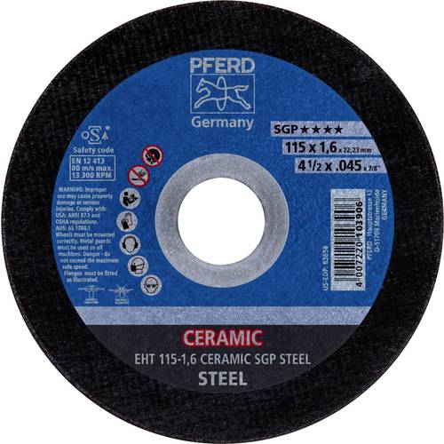 Thumbnail - PFERD TOOLS EHT 115-1,6 CERAMIC SGP STEEL 61301516 Trennscheibe gerade 115 mm 25 St. Stahl