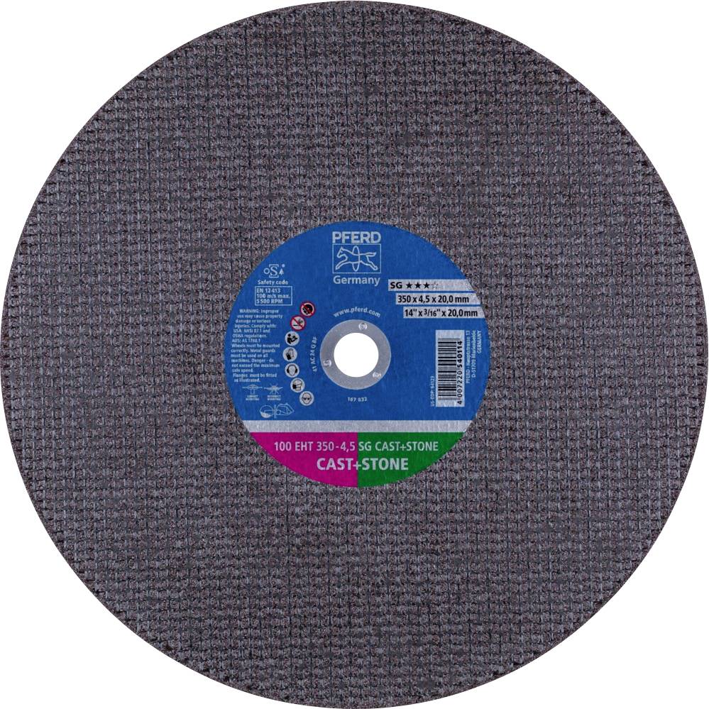 PFERD TOOLS 100 EHT 350-4,5 SG CAST+STONE/20,0 61329530 Trennscheibe gerade 350 mm 10 St. Gusseisen, Duktiles Gusseisen,...