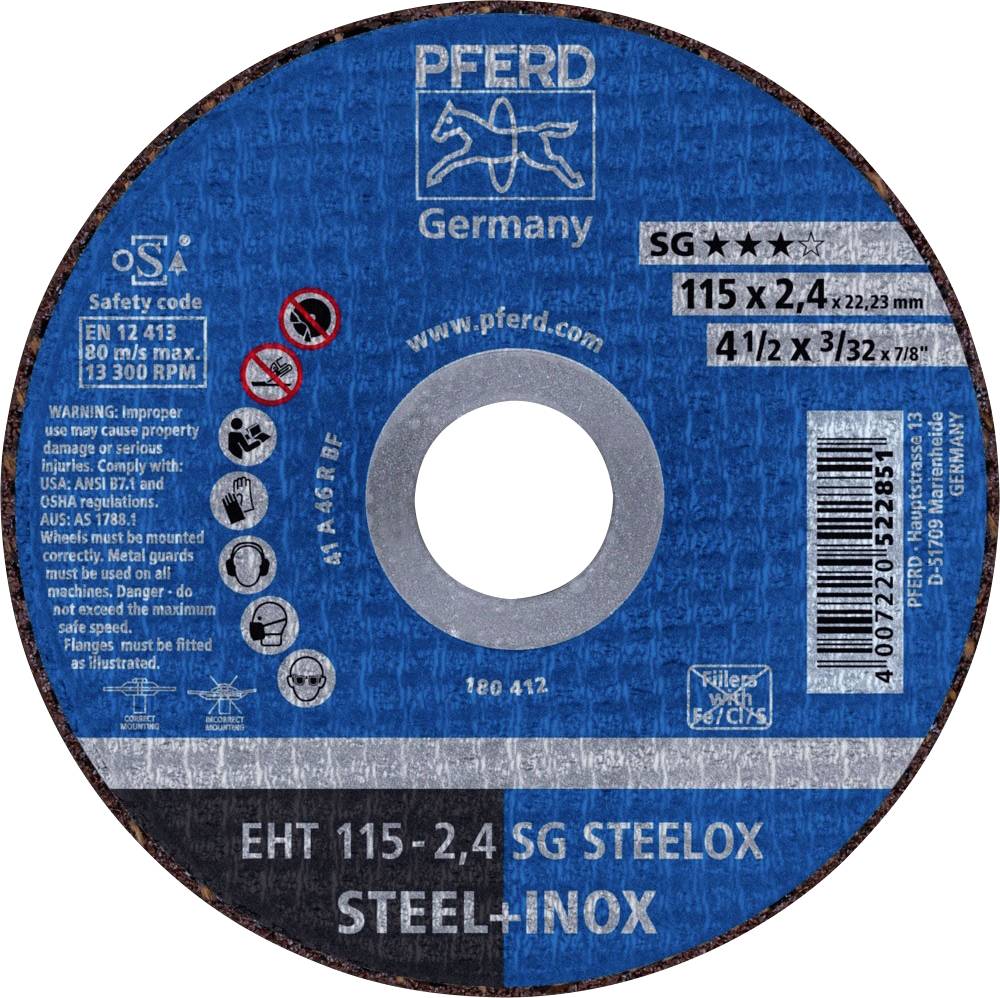 PFERD EHT 115-2,4 SG STEELOX 61340432 Trennscheibe gerade 115 mm 22.23 mm 25 St.