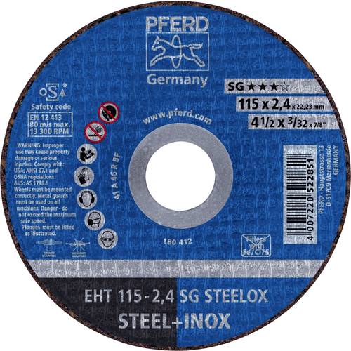 PFERD TOOLS EHT 115-2,4 SG STEELOX 61340432 Trennscheibe gerade 115 mm 25 St. Edelstahl, Stahl