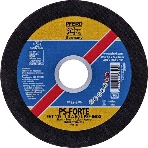 PFERD TOOLS EHT 115-1,0 PSF CLASSIC STEELOX 61715150 Trennscheibe gerade 115 mm 25 St. Edelstahl, Stahl