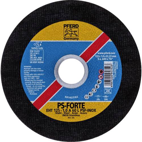 PFERD TOOLS EHT 125-1,0 PSF CLASSIC STEELOX 61715250 Trennscheibe gerade 125 mm 25 St. Edelstahl, Stahl