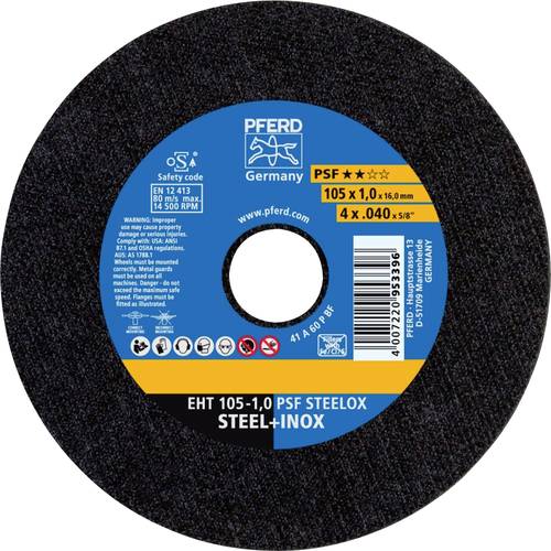 PFERD TOOLS EHT 105-1,0 PSF STEELOX/16,0 61741105 Trennscheibe gerade 105 mm 25 St. Edelstahl, Stahl