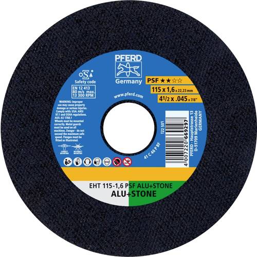 PFERD TOOLS EHT 115-1,6 PSF ALU+STONE 61818021 Trennscheibe gerade 115 mm 25 St. Aluminium, NE-Metalle, Titan, Titanlegi...