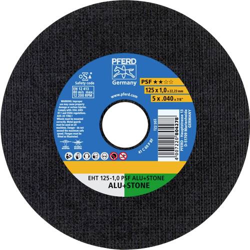 PFERD TOOLS EHT 125-1,0 PSF ALU+STONE 61819010 Trennscheibe gerade 125 mm 25 St. Aluminium, NE-Metalle, Titan, Titanlegi...