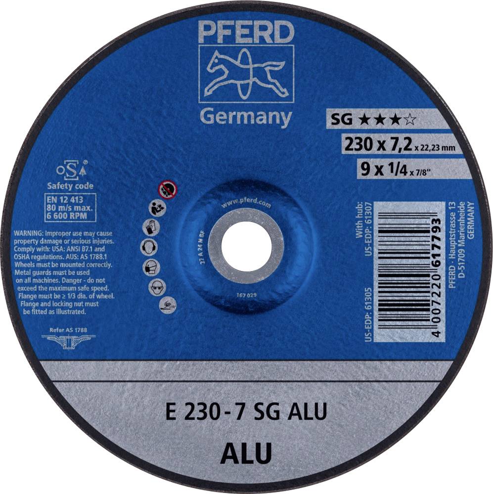 PFERD TOOLS 62223700 E 230-7 SG ALU Schruppscheibe gekröpft Durchmesser 230 mm Bohrungs-Ø 22.23 mm Aluminium, NE-Metalle-0