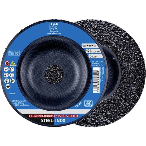 PFERD TOOLS 64195125 Schleifscheibe Durchmesser 125 mm Bohrungs-Ø 22.23 mm Edelstahl, Stahl 10 St.