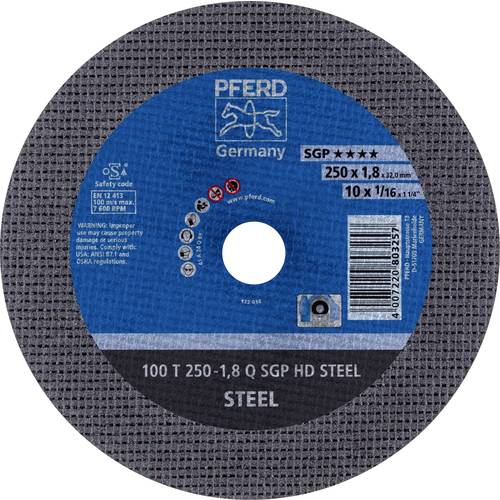 PFERD TOOLS 100 T 250-1,8 Q SGP HD STEEL/32,0 66322132 Trennscheibe gerade 250 mm 20 St. Vergütungsstahl, Stahl