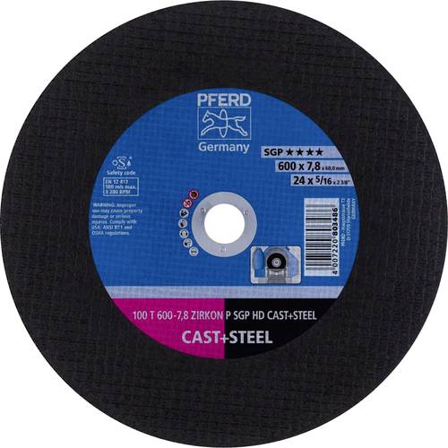 PFERD TOOLS 100 T 600-7,8 ZIRKON P SGP HD CAST+STEEL/60,0 66397708 Trennscheibe gerade 600 mm 5 St. Vergütungsstahl, Gus...